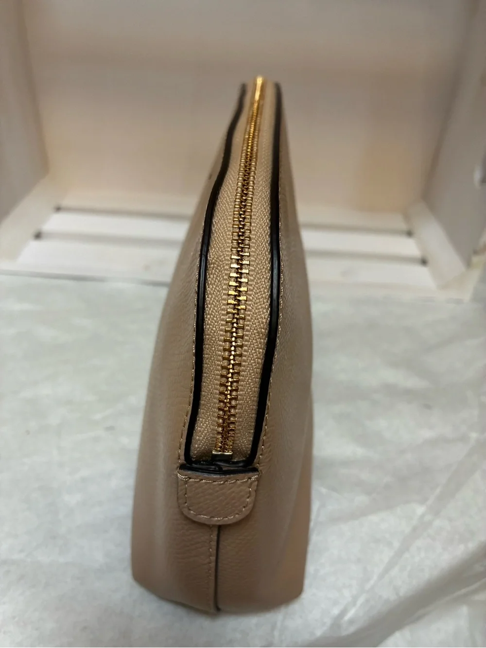 Coach Pebbled Leather Cosmetic Pouch in Tan
